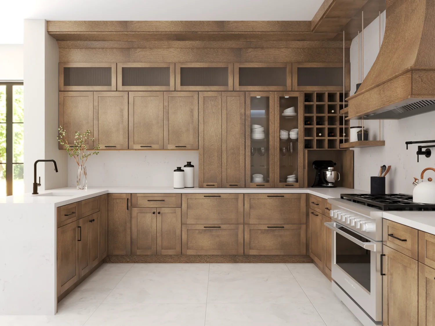Fabuwood Allure Galaxy Mocha high-gloss framed kitchen cabinets with contemporary styling