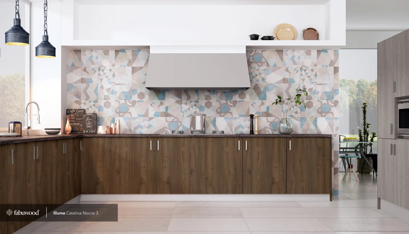 Fabuwood Illume Catalina Nocce matte and textured finish slab door kitchen cabinets