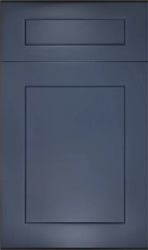 Modernform Signature Blue Shaker cabinets showcasing unique blue painted finish with traditional shaker style and recessed panel detail