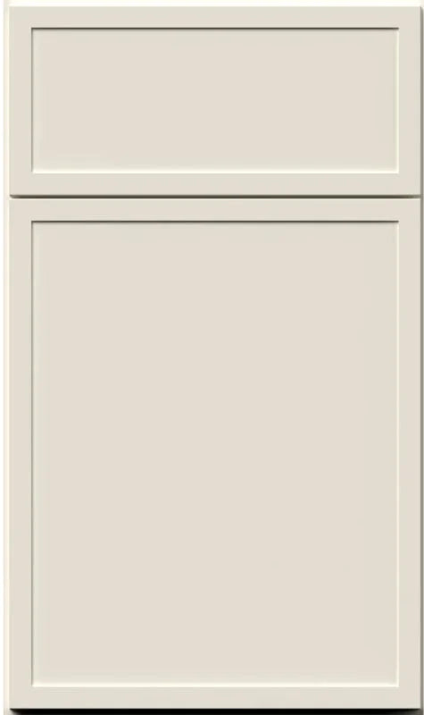 Modernform Dove White Slim Shaker cabinets featuring sleek narrow frame design with soft white painted finish and minimalist shaker profile
