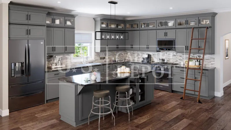 Contractor installing US Cabinet Depot kitchen cabinets