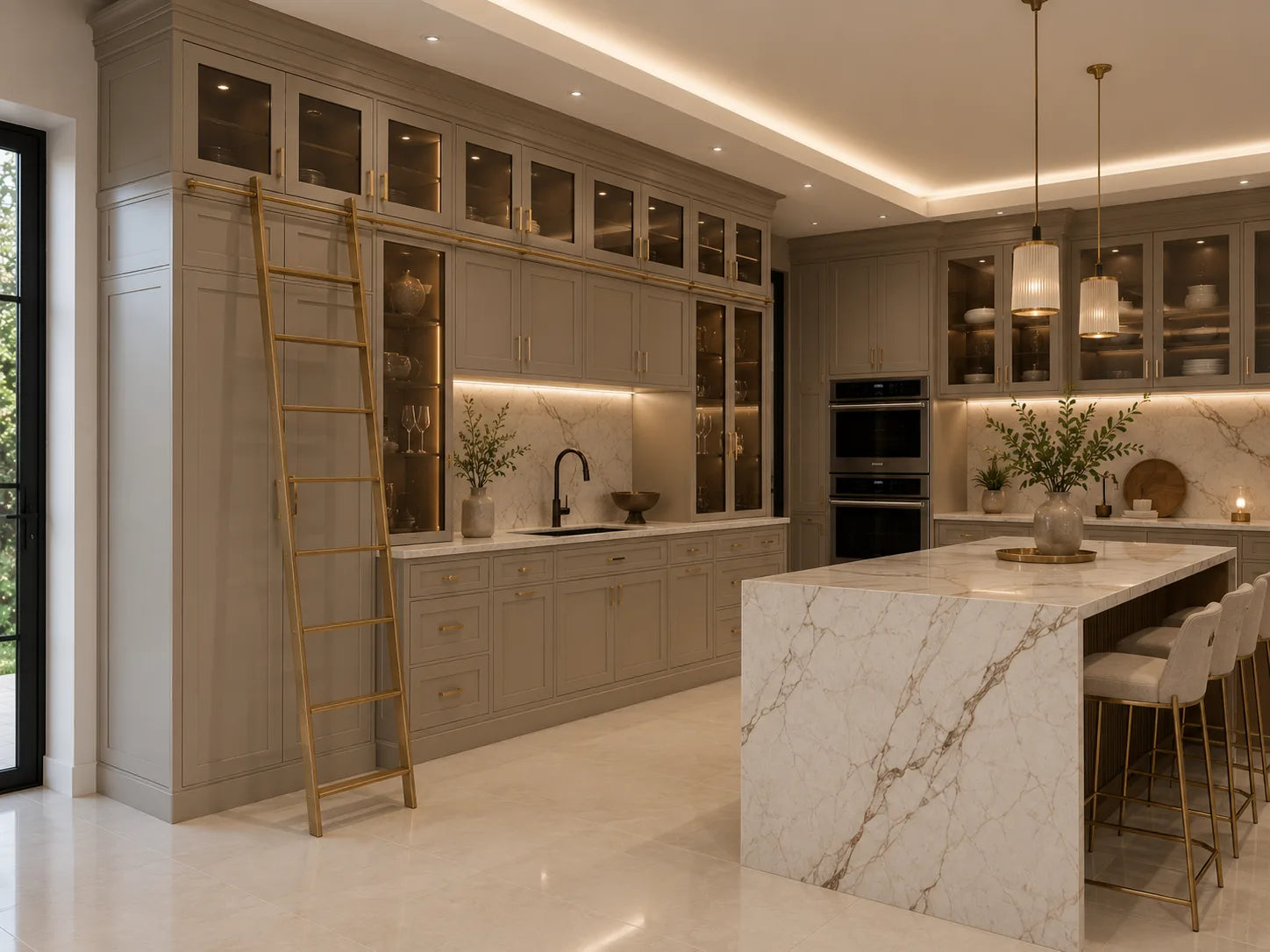 Custom kitchen with refined finishes and a spacious work island